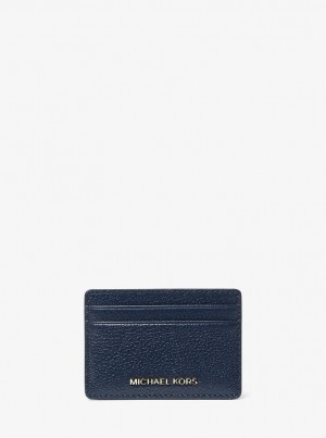 Husa Pentru Carduri Dama Michael Kors Pebbled Leather Card Case Bleumarin | 27BVJUTAZ