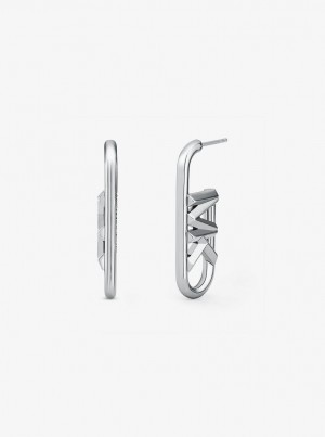 Inele Dama Michael Kors Precious Metal-Plated Brass Empire Logo Earrings Argintii | 21WSCLEKQ