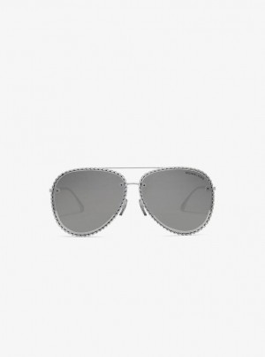Ochelari de Soare Dama Michael Kors Portofino Sunglasses Argintii | 51SJTBPWG