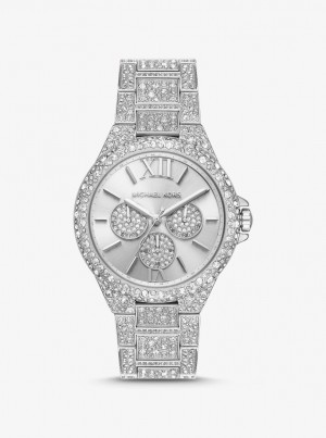 Oversized Dama Michael Kors Oversized Camille Pave Silver-Tone Watch Argintii | 97HXSNCQT