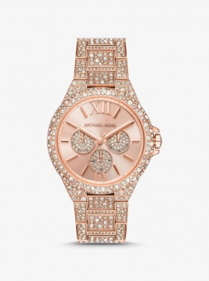 Oversized Dama Michael Kors Oversized Camille Pave Rose Gold-Tone Watch Roz Aurii | 10SPWZMLV