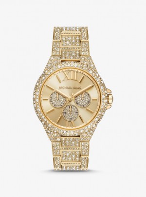 Oversized Dama Michael Kors Oversized Camille Pave Gold-Tone Watch Aurii | 35ZDXFHOV