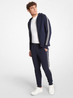 Pantaloni Barbati Michael Kors Logo Tape Cotton Blend Jogger Midnight | 64CAHLJEZ