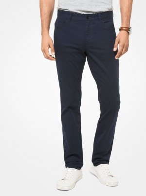 Pantaloni Barbati Michael Kors Parker Slim-Fit Stretch-Twill Pants Midnight | 41JZYLNSV