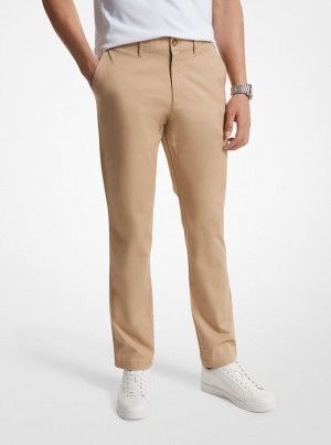 Pantaloni Barbati Michael Kors Slim-Fit Cotton Blend Chino Pants Kaki | 34VYLZPNB