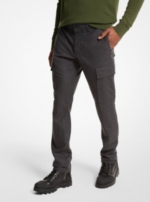 Pantaloni Barbati Michael Kors Stretch Wool Flannel Cargo Pants Gri | 16UMATRKX