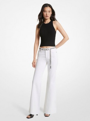 Pantaloni Dama Michael Kors Denim Belted Flared Jeans Albi | 97BWDTQNG
