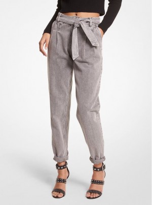 Pantaloni Dama Michael Kors Denim Belted Jeans Albastru Deschis | 21QCJUGIY
