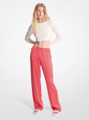 Pantaloni Dama Michael Kors Empire Logo Satin Pajama Pants Corai | 90XMQJGFV