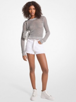 Pantaloni Dama Michael Kors Frayed Denim Shorts Albi | 96YCJFNKA