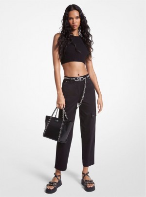 Pantaloni Dama Michael Kors Stretch Organic Cotton Cargo Pants Negrii | 84RYDJZIM