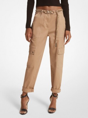 Pantaloni Dama Michael Kors Stretch Organic Cotton Cargo Pants Maro Inchis | 36SLBZGJV
