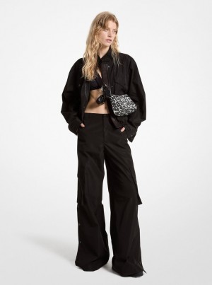 Pantaloni Dama Michael Kors Woven Wide-Leg Cargo Pants Negrii | 05AQDKNHZ