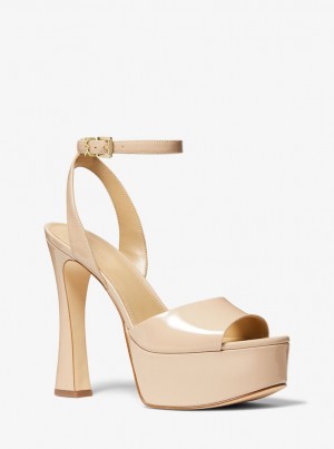 Pantofi Platforma Dama Michael Kors Jensen Patent Leather Platform Sandal Penny | 61LIGYCXO