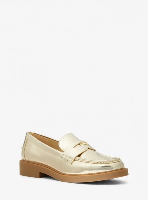 Pantofi Plati Dama Michael Kors Eden Metallic Leather Loafer Aurii | 71RAVUQPS