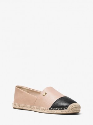 Pantofi Plati Dama Michael Kors Kendrick Leather Slip-On Espadrille Oyster/Blk | 59PNHILXY