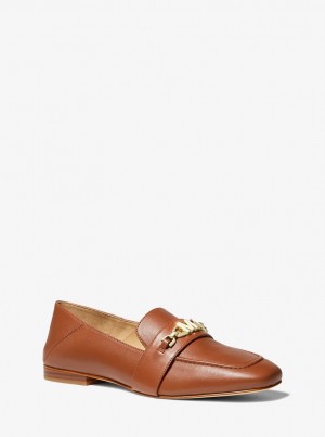 Pantofi Plati Dama Michael Kors Tiffanie Leather Loafer Luggage | 30SDYNIHB