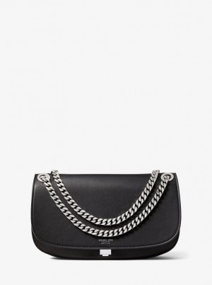 Poșete Dama Michael Kors Christie Medium Leather Envelope Bag Negrii | 15SMWVOGD