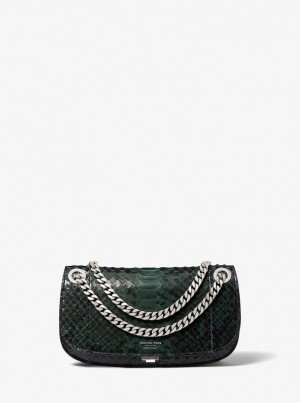 Poșete Dama Michael Kors Christie Mini Python Embossed Leather Envelope Bag Forest | 30UKIBTZH