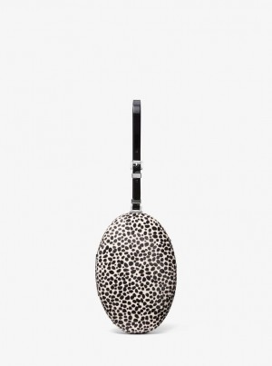 Poșete Dama Michael Kors Gramercy Printed Calf Hair Minaudiere Albi | 83HMALZYD