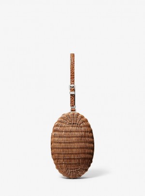 Poșete Dama Michael Kors Gramercy Rattan and Crocodile Embossed Leather Minaudiere Maro | 09GUXOFTW