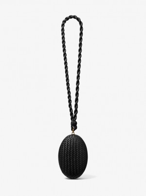 Poșete Dama Michael Kors Joni Hand-Woven Leather Minaudiere Negrii | 01LIESZTM