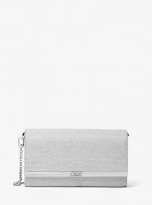 Poșete Dama Michael Kors Mona Large Glitter Chain Mesh Clutch Argintii | 81VWJFSOH