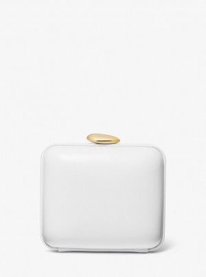 Poșete Dama Michael Kors Tina Mini Leather Minaudiere Albi | 02XAVPKYM