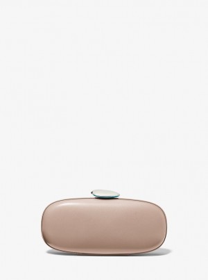 Poșete Dama Michael Kors Tina Small Leather Minaudiere Gri Maro | 75AXDFIUQ