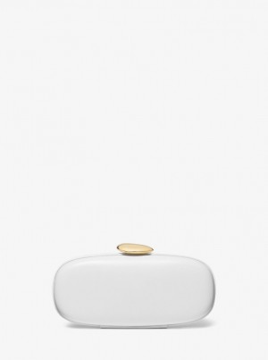 Poșete Dama Michael Kors Tina Small Leather Minaudiere Albi | 83BLQOUHD