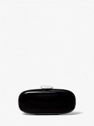 Poșete Dama Michael Kors Tina Small Patent Leather Minaudiere Negrii | 23TXWYUFV