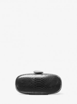 Poșete Dama Michael Kors Tina Small Python Embossed Leather Minaudiere Gri | 57IRJPSDT