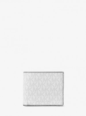 Portofel Barbati Michael Kors Greyson Logo Billfold Wallet With Coin Pocket Bright Wht | 74IRBQESW