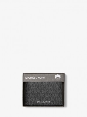 Portofel Barbati Michael Kors Harrison Logo Billfold Wallet With Passcase Negrii | 86OFVACBH