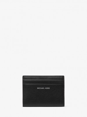 Portofel Barbati Michael Kors Hudson Pebbled Leather Bifold Wallet Negrii | 25LQANSHE