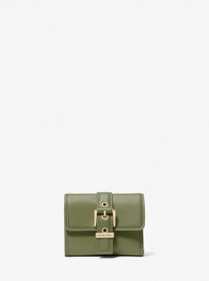 Portofel Dama Michael Kors Colby Small Leather Tri-Fold Wallet Masline Verzi | 41MOYJLRP