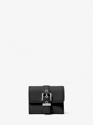 Portofel Dama Michael Kors Colby Small Leather Tri-Fold Wallet Negrii | 49TQZHADJ