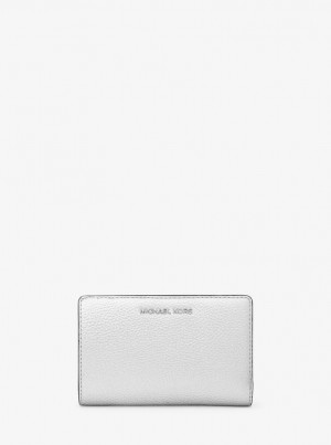 Portofel Dama Michael Kors Empire Medium Metallic Pebbled Leather Wallet Argintii | 92URZYOWF
