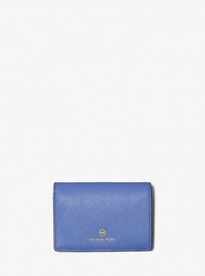 Portofel Dama Michael Kors Jet Set Charm Medium Saffiano Leather Wallet Albastri | 26DSJAIBF