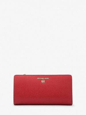 Portofel Dama Michael Kors Jet Set Charm Saffiano Leather Continental Wallet Flame | 41UKJXOGB
