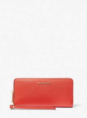 Portofel Dama Michael Kors Large Saffiano Leather Continental Wallet Corai | 70TIQZNJD