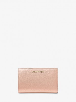 Portofel Dama Michael Kors Medium Pebbled Leather Wallet Roz | 23UVHPZAY