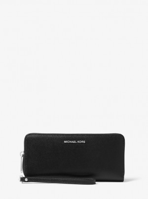 Portofel Dama Michael Kors Saffiano Leather Continental Wallet Negrii | 10XCSQVJN