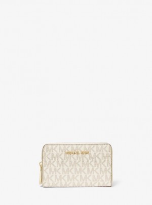 Portofel Dama Michael Kors Small Logo and Leather Wallet Galbeni Deschis | 34APERTJH