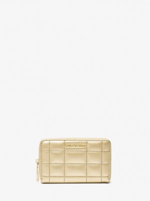 Portofel Dama Michael Kors Small Metallic Quilted Leather Wallet Aurii | 60EPSNOXC