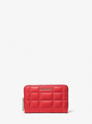 Portofel Dama Michael Kors Small Quilted Leather Wallet Rosii | 80UREBNQD