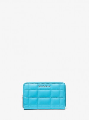 Portofel Dama Michael Kors Small Quilted Leather Wallet Albastri | 51ITPGRLZ