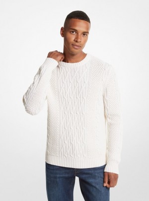 Pulovere Barbati Michael Kors Cable Knit Sweater Bej | 30YMQLHCA