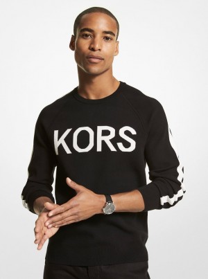 Pulovere Barbati Michael Kors KORS Stretch Viscose Sweater Negrii | 45VZGUWQS