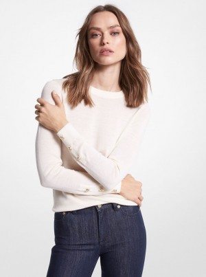 Pulovere Dama Michael Kors Merino Wool Blend Sweater Bej | 57LAZEBHD
